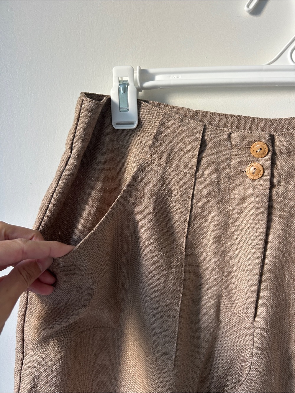 Men's Casual Brown Linen-Blend Pants - Picture 5 of 8